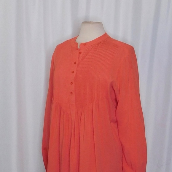 NWT!! SUNDANCE Mystic Falls Pleated Top Blouse Coral Pink Pleated Popover Boho L - Picture 6 of 12